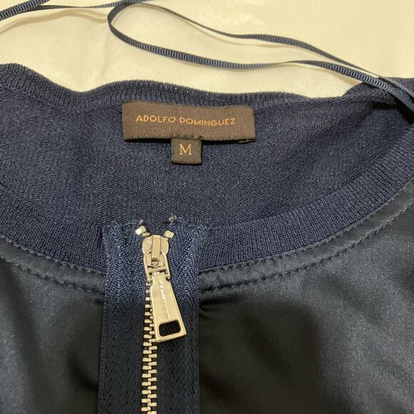 Adolfo Dominguez Shacket Jacket Full Zip Navy Blue Ruched Lightweight Women’s M - Picture 2 of 8